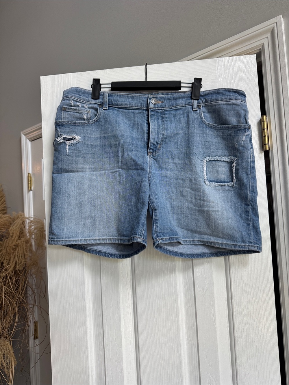 Ann Taylor Light Wash Distressed Denim Shorts